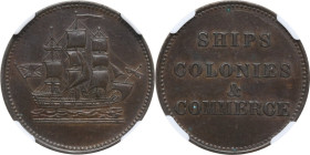 Canada. Ships Colonies & Commerce. Token nd (1835), Prince Edward Island. PE 10-30. AE. Encapsulated by NGC AU 58 BN.