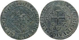 France. Token XV-XVI century. AE. 3.65 g. 25.00 mm. Uneven green patina. VF.