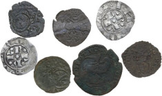 Lotto di sette (7) monete di ambito papale tra cui due bolognini in argento.