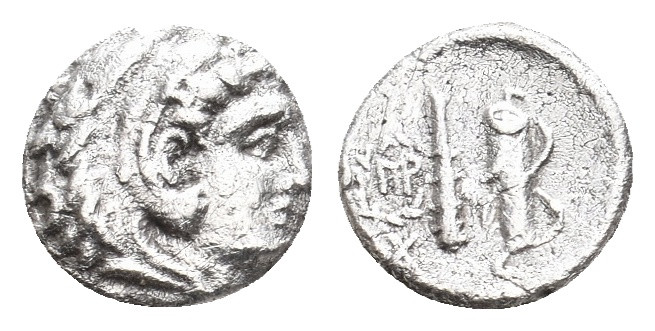 KINGS OF MACEDON. Alexander III 'the Great'. (336-323 BC). AR Obol. 0.52 g. 8.50...