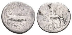 MARK ANTONY, 32-31 BC. AR, Denarius. Patrae(?). 3.21 g. 18.10 mm.