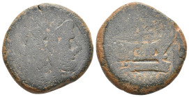 ANONYMOUS. Aes Grave. AE, As. Circa 240-225 BC. Rome. 22.51 g. 30.75 mm.