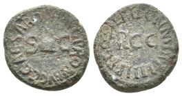CALIGULA, 37-41 AD. AE, Quadrans. Rome. 2.65 g. 18.55 mm.
