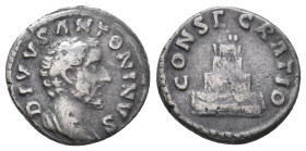 DIVUS ANTONINUS PIUS, Died 161 AD. AR, Denarius. Rome. 3.13 g. 17.35 mm.
Struck under Marcus Aurelius.