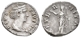 DIVA FAUSTINA I, Died 140/1 AD. AR, Denarius. Rome. 2.99 g. 18.65 mm.