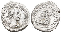 ELAGABALUS, 218-222 AD. AR, Denarius. Rome. 2.65 g. 21 mm.
