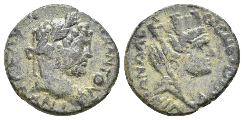 MESOPOTAMIA, Carrhae. Caracalla, 198-217 AD. AE. 4.36 g. 19.6 mm.