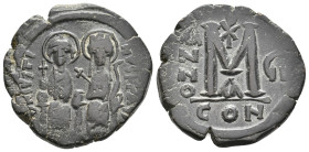 JUSTIN II and SOPHIA, 565-578 AD. AE Follis. Constantinople. 16.60 g. 29.10 mm.