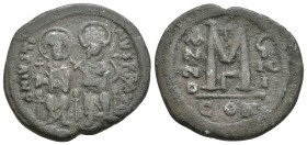 JUSTIN II and SOPHIA, 565-578 AD. AE Follis. Constantinople. 12.85 g. 30.5 mm.