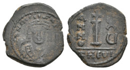 MAURICE TIBERIUS, 582-602 AD. AE, Decanummium. Constantinople. 2.37 g. 15.2 mm.