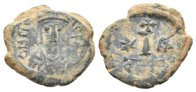 MAURICE TIBERIUS (?), 582-602 AD. AE, Decanummium. Constantinople. 2.82 g. 19.05 mm.