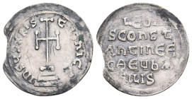 LEO IV THE KHAZAR with CONSTANTINE VI, 775-780 AD. AR, Miliaresion. Constantinople. 1.90 g. 22.30 mm.