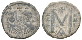 NICEPHORUS I with STAURACİUS, 802-811 AD. Follis. Constantinople. 5.15 g. 22.30 mm.