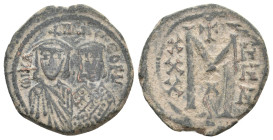 MICHAEL I and THEOPHYLACTUS, 811-813 AD. AE, Follis. Constantinople. 5.60 g. 23.50 mm.