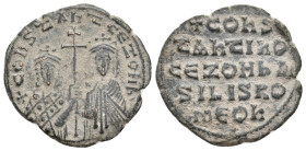 CONSTANTINE VII PORPHYROGENITUS with ZOE, 913-959 AD. AE, Follis. Constantinople. 6.76 g. 26.50 mm.