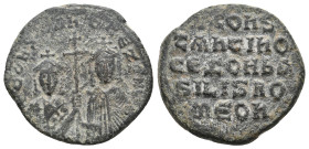 CONSTANTINE VII PORPHYROGENITUS with ZOE, 913-959 AD. AE, Follis. Constantinople. 7.35 g. 25.60 mm.