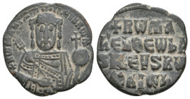 CONSTANTINE VII PORPHYROGENITUS with ROMANUS I, 913-959 AD. AE, Follis, Constantinople. 6.85 g. 24.60 mm.