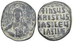 Anonymous Folles. Class A2. Attributed to BASIL II & CONSTANTINE VIII, 976-1025 AD. AE, Follis. Constantinople. 9.76 g. 30.90 mm