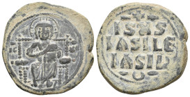 Anonymous Folles. Class D. Time of CONSTANTINE IX, 1042-1055 AD. AE, Follis. 12.17 g. 31.60 mm.