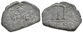 Islamic, Arab-Byzantine. Imitation of a HERACLIUS, MARTINA and HERACLIUS CONSTANTINE. 610-641 AD. AE, Follis. Theoupolis (Antioch). 6.23 g. 25.3 mm.