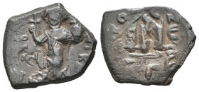 Islamic. Arab-Byzantine, Umayyad Caliphate. Pseudo-Byzantine type, imitating the types of CONSTANS II, 640-650 AD. AE, Fals. Uncertain mint. 4.75 g. 2...