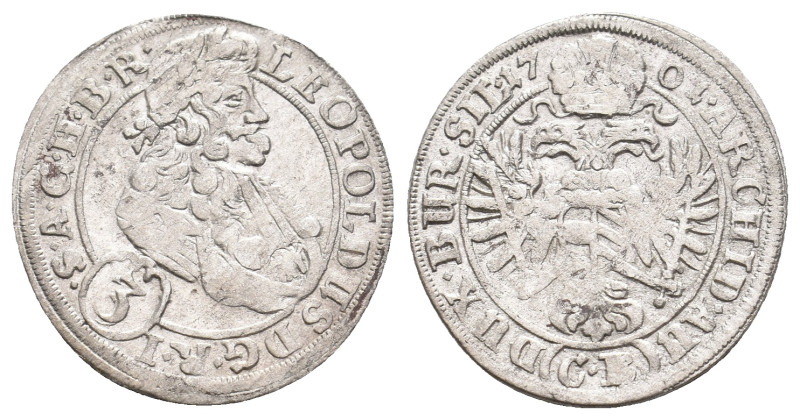 Austrian Empire. LEOPOLD I, 1658-1705 AD. AR, 3 Kreuzer. 1.45 g. 21.20 mm.