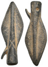 ANCIENT GREEK BRONZE ARROWHEAD.(CIRCA 3RD-1ST BC).
Condition : See picture. No return.
Weight : 6.99 g
Diameter: 40 mm
