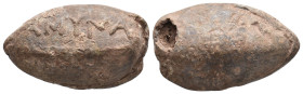 ANCIENT GREEK PB SLING BULLET. (CIRCA 4TH-1ST CENTURY BC).
Condition : See picture. No return
Weight : 32.58 g
Diameter : 31 mm