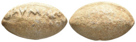 ANCIENT GREEK PB SLING BULLET. (CIRCA 4TH-1ST CENTURY BC).
Condition : See picture. No return
Weight : 38.66 g
Diameter : 32 mm
