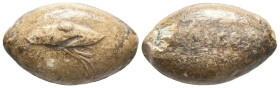 ANCIENT GREEK PB SLING BULLET. (CIRCA 4TH-1ST CENTURY BC).
Condition : See picture. No return
Weight : 45.42 g
Diameter : 32.30 mm