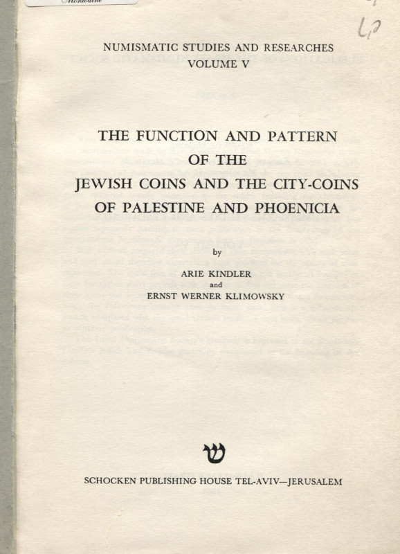 KINDLER A., KLIMOWSKY W.E. – The function and pattern of the Jewish coins and th...