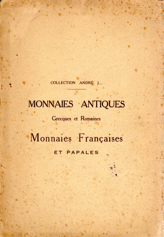 BOURGEY E. – Paris, 20 – Decembre, 1929. Collection Andre J… Monnaies antiques g...