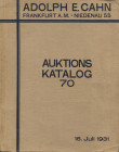 CAHN E. A. - Katalog, 70. Frankfurt am Main, 15 – Juli, 1931. Die herzoglich anhaltinische munzsammlung zu Dessau. Teil, 1. Munzen des mitterlaters ( ...