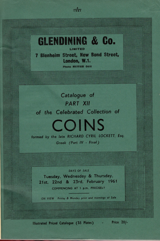 GLENDINING & CO – London 21/23- 2- 1961. Catalogue part. XII of the celebrated c...