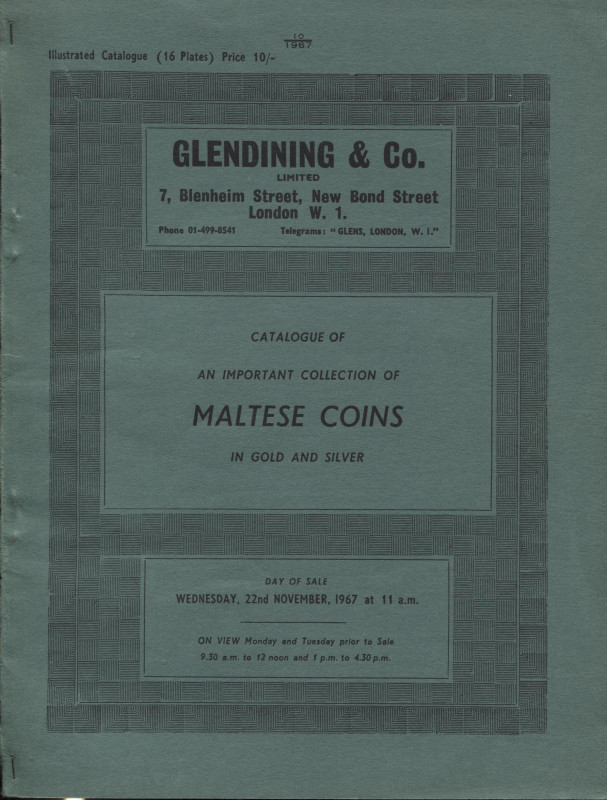 GLENDINING & CO. London, 22 – November, 1967. Catalogue of important collection ...