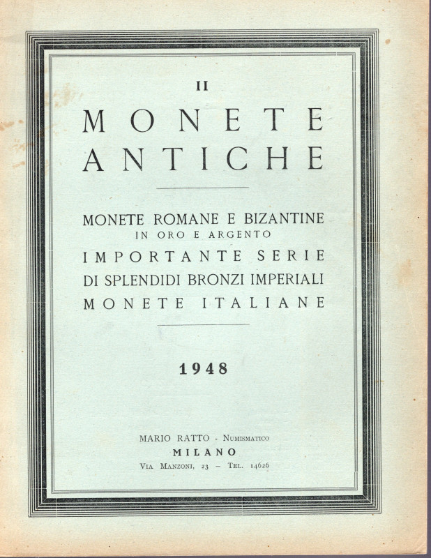 RATTO M. – Milano, 1948. Listino II a prezzi fissi. Monete romane e bizantine in...