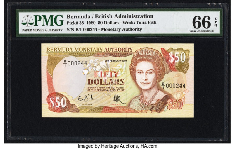 Low Serial Number 244 Bermuda Monetary Authority 50 Dollars 20.2.1989 Pick 38 PM...