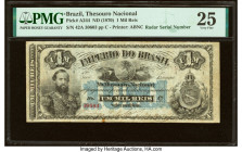 Radar Serial Number 30603 Brazil Thesouro Nacional 1 Mil Reis ND (1870) Pick A244 PMG Very Fine 25. Rust is noted on this example. 

HID09801242017

©...