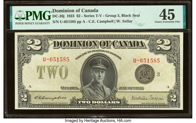 Canada Dominion of Canada $2 23.6.1923 DC-26j PMG Choice Extremely Fine 45. Last...