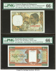 Comoros Banque de Madagascar et des Comores 100 Francs ND (1963) Pick 3b PMG Gem Uncirculated 66 EPQ; Mauritania Banque Centrale de Mauritanie 200 Oug...
