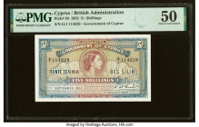 Cyprus Central Bank of Cyprus 5 Shillings 1.9.1952 Pick 30 PMG About Uncirculated 50. 

HID09801242017

© 2022 Heritage Auctions | All Rights Reserved...