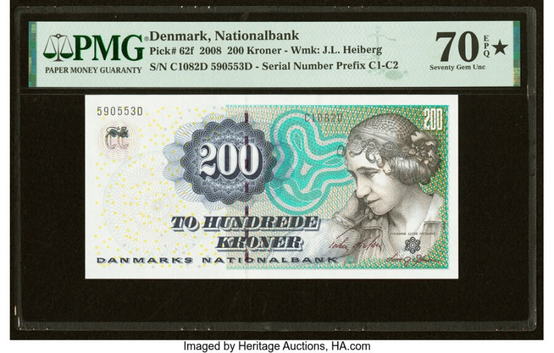 Denmark National Bank 200 Kroner 2008 Pick 62f PMG Seventy Gem Unc 70 EPQ S. 

H...