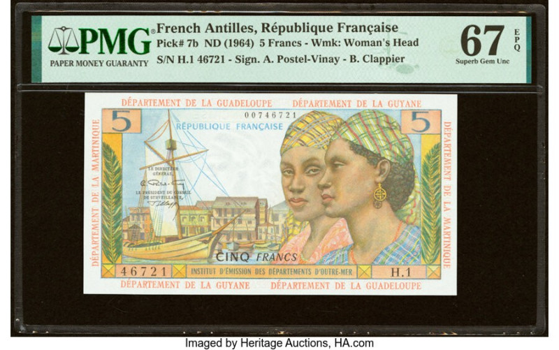 French Antilles Institut d'Emission des Departements d'Outre-Mer 5 Francs ND (19...