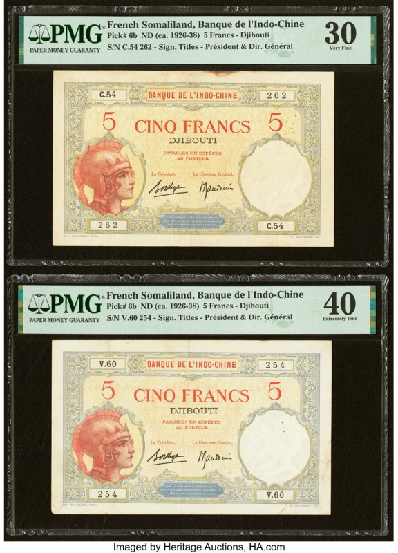 French Somaliland Banque de l'Indochine, Djibouti 5 Francs ND (1928-38) Pick 6b ...