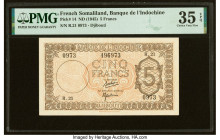 French Somaliland Banque de l'Indochine, Djibouti 5 Francs ND (1945) Pick 14 PMG Choice Very Fine 35 EPQ. 

HID09801242017

© 2022 Heritage Auctions |...
