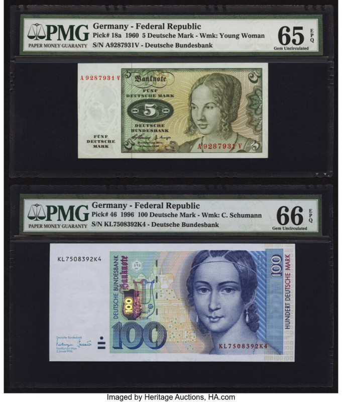 Germany Federal Republic Deutsche Bundesbank 5; 100 Deutsche Mark 2.1.1960; 2.1....