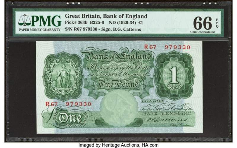 Great Britain Bank of England 1 Pound ND (1929-34) Pick 363b PMG Gem Uncirculate...