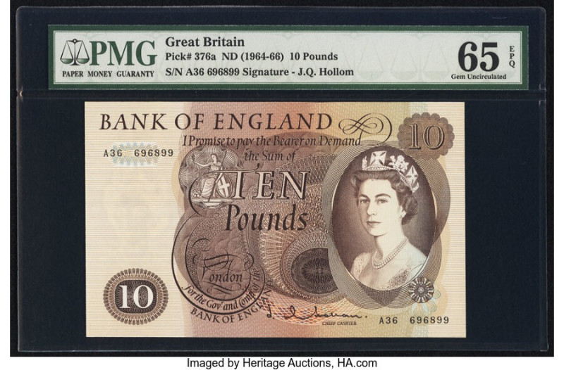 Great Britain Bank of England 10 Pounds ND (1964-66) Pick 376a PMG Gem Uncircula...