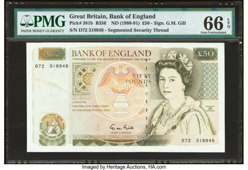 Great Britain Bank of England 50 Pounds ND (1988-91) Pick 381b PMG Gem Uncircula...