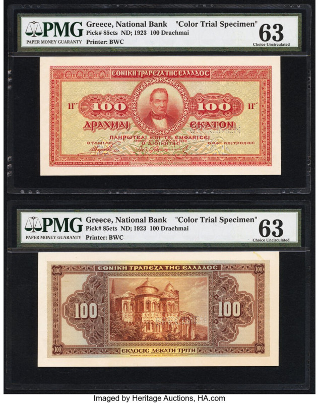 Greece National Bank of Greece 100 Drachmai ND (1923) Pick 85cts Front and Back ...